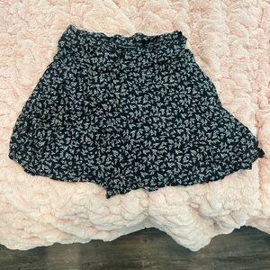Black Floral Wrap Skirt
